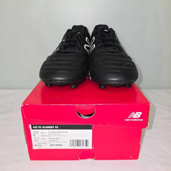 Adidas 442 V2 Academy FG Football Cleat, Black/White, Unisex M9/W10.5 Wide, NIB - Picture 2 of 8